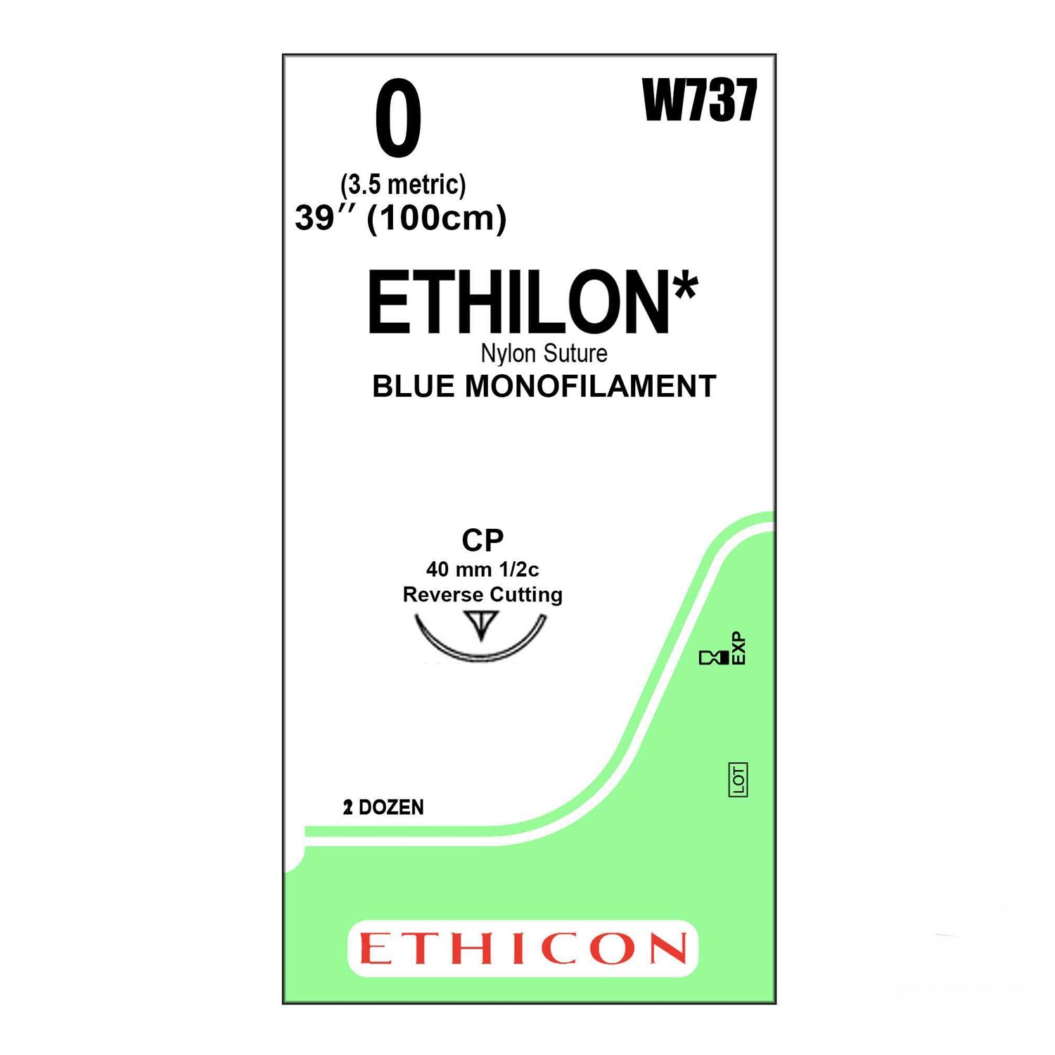 Ράμμα Ethilon No 0 με βελόνα 40mm Αντ. Κόπτουσα 1/2c,μήκος ράμματος 100cm,