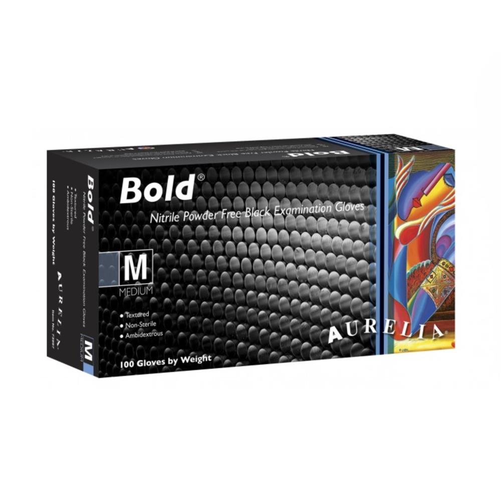Γάντια Νιτριλίου Μαύρα, Χωρίς Πούδρα Aurellia Bold (100άδα)