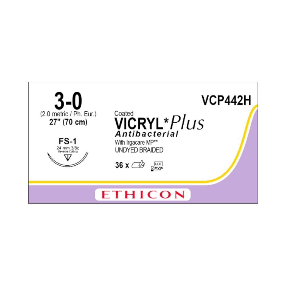 Ράμμα Vicryl Rapide No 3/0 με βελόνα 24mm Αντ. Κόπτουσα Πλαστικής P 3/8c, μήκος ράμματος 70cm