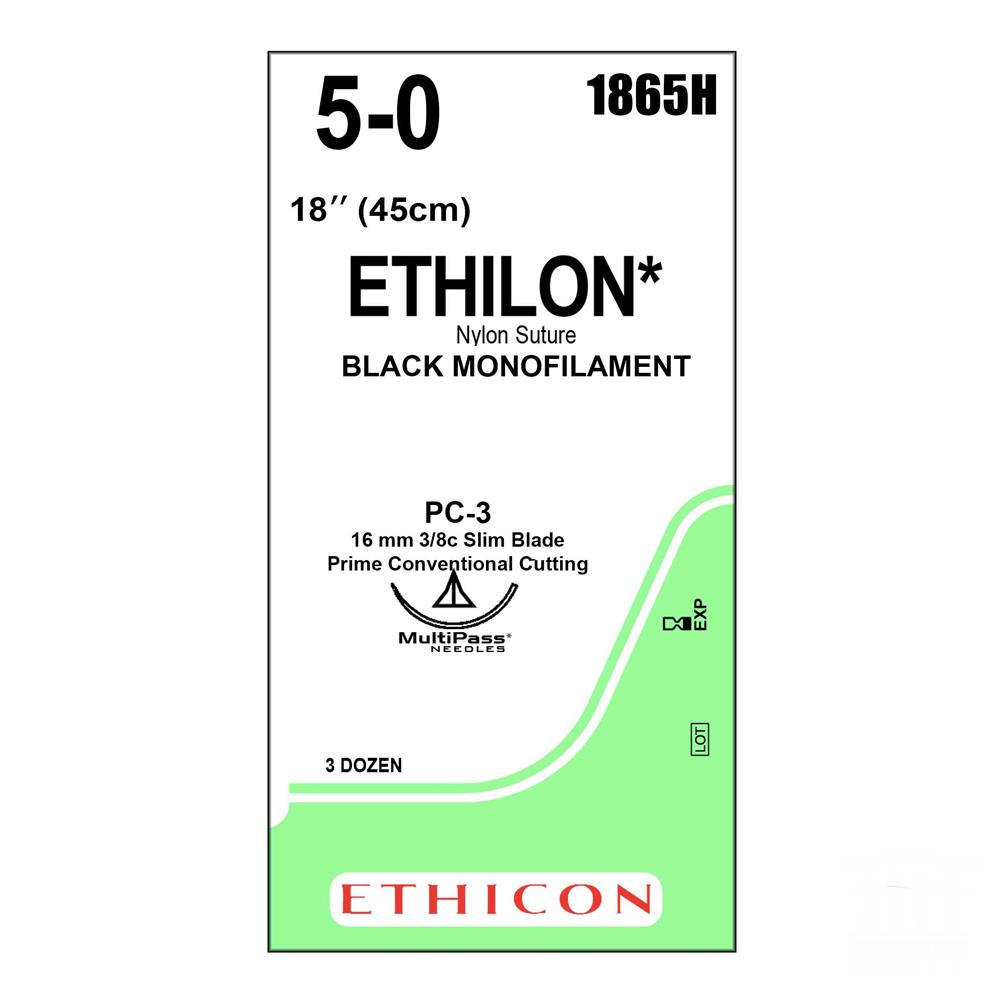 Ράμμα Ethilon No 5/0 με Bελόνα 16mm Κόπτουσα Πλαστικής P 3/8c Multipass Slim Blade, μήκος ράμματος 45cm