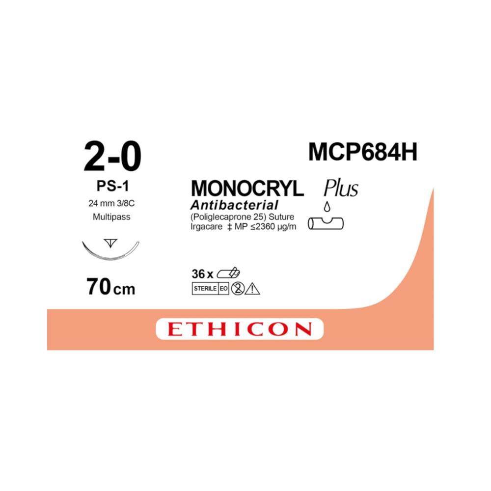 Ράμμα Vicryl Rapide No 2/0 με βελόνα 24mm Αντ. Κόπτουσα Πλαστικής P 3/8c, μήκος ράμματος 70cm