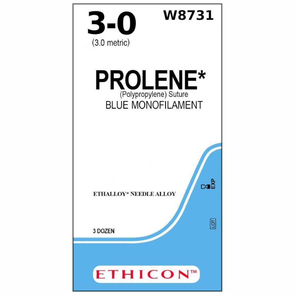 Ράμμα Prolene No 3/0 με Κόπτουσα βελόνα 22mm, 1/2 κύκλου, μήκος ράμματος 45cm