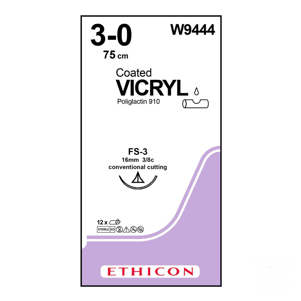 Ράμμα Vicryl No 3/0 με βελόνα 16mm Κόπτουσα 3/8c, μήκος ράμματος 75cm