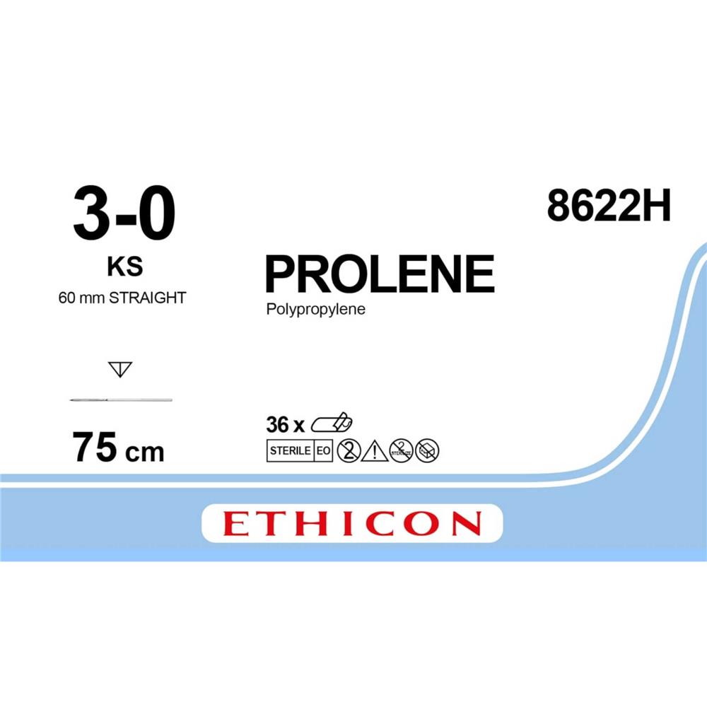 Ράμμα Prolene J&J No 3/0 με κόπτουσα βελόνα 60mm ευθεία ενισχυμένη, μήκος ράμματος 75cm