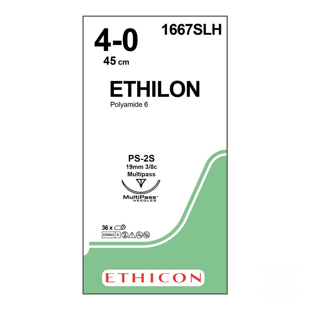 Ράμμα Ethilon No 4/0 με βελόνα 19mm Αντ. Κόπτουσα Πλαστικής P 3/8c, μήκος ράμματος 45cm