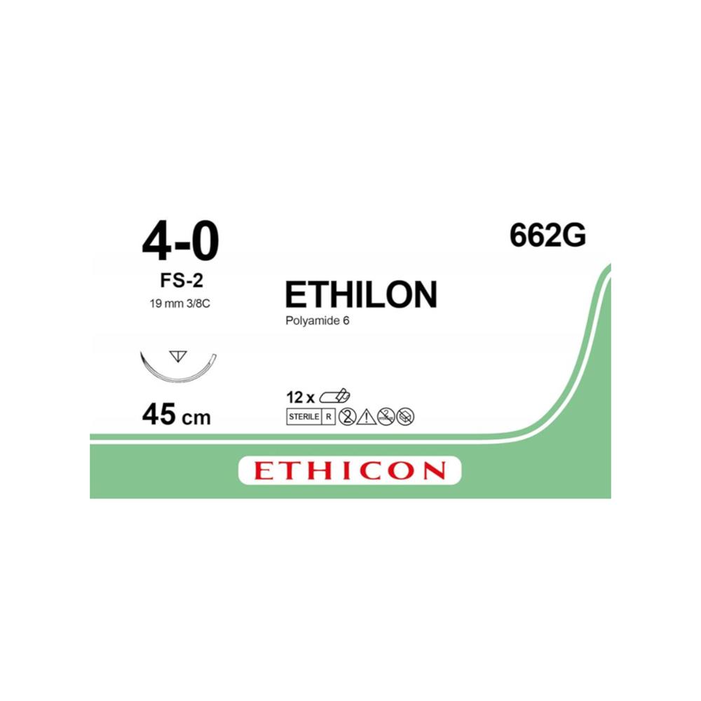 Ράμμα Ethilon No 4/0 με βελόνα 19mm reverse cutting 3/8c, μήκος ράμματος 45cm