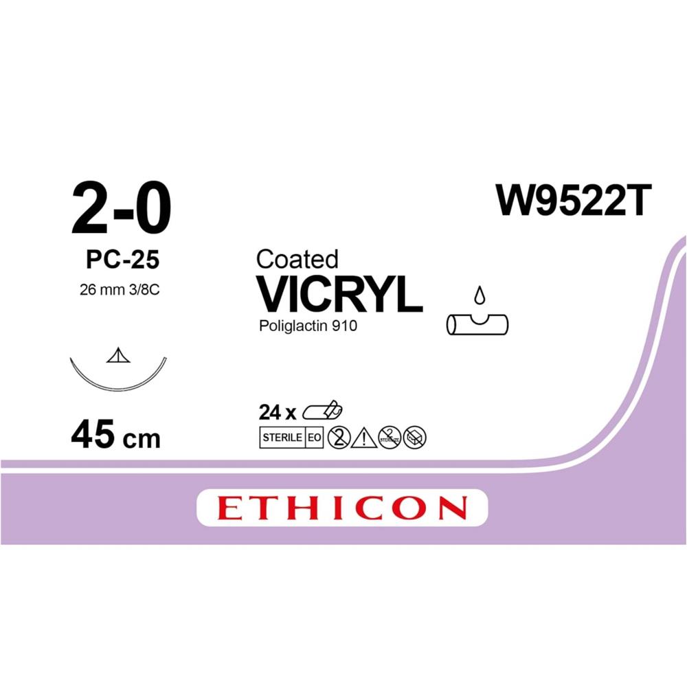 Ράμμα Vicryl No 2/0 με βελόνα 26mm Κόπτουσα prime 3/8c, μήκος ράμματος 45cm
