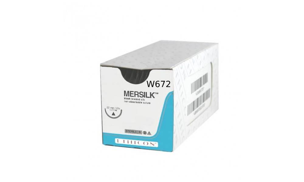 Ράμμα Mersilk No 3/0 με βελόνα 19mm Κόπτουσα Πλαστικής PC-5 Multipass, 3/8 κύκλου,μήκος ράμματος 45cm