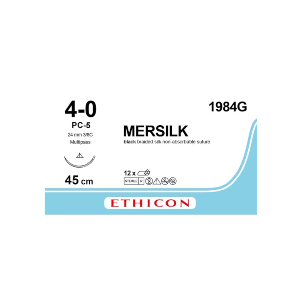 Ράμμα Mersilk No 4/0 με βελόνα 19mm κόπτουσα 3/8 κύκλου (Prime Multipass),μήκος ράμματος 45cm