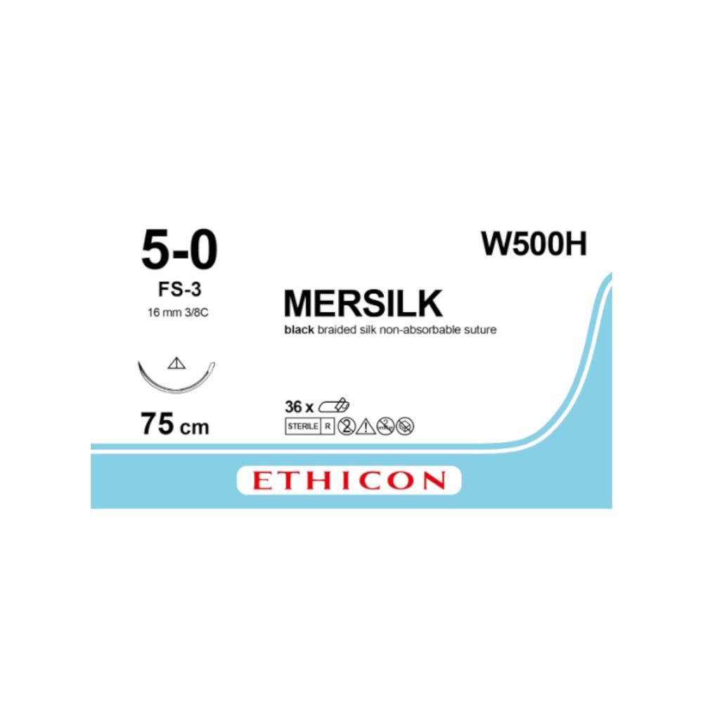 Ράμμα Mersilk No 5/0 με βελόνα 16mm Κόπτουσα 3/8 κύκλου,μήκος ράμματος 75cm