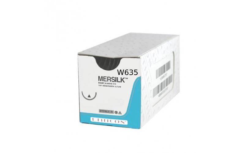 Ράμμα Mersilk No 5/0, μήκος 45cm, με διπλή κόπτουσα βελόνα 11mm, 3/8 κύκλου