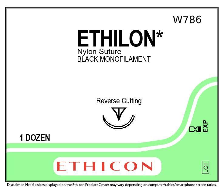 Ράμμα Ethilon No 2/0 με βελόνα 40mm Κόπτουσα 3/8c, μήκος ράμματος45cm