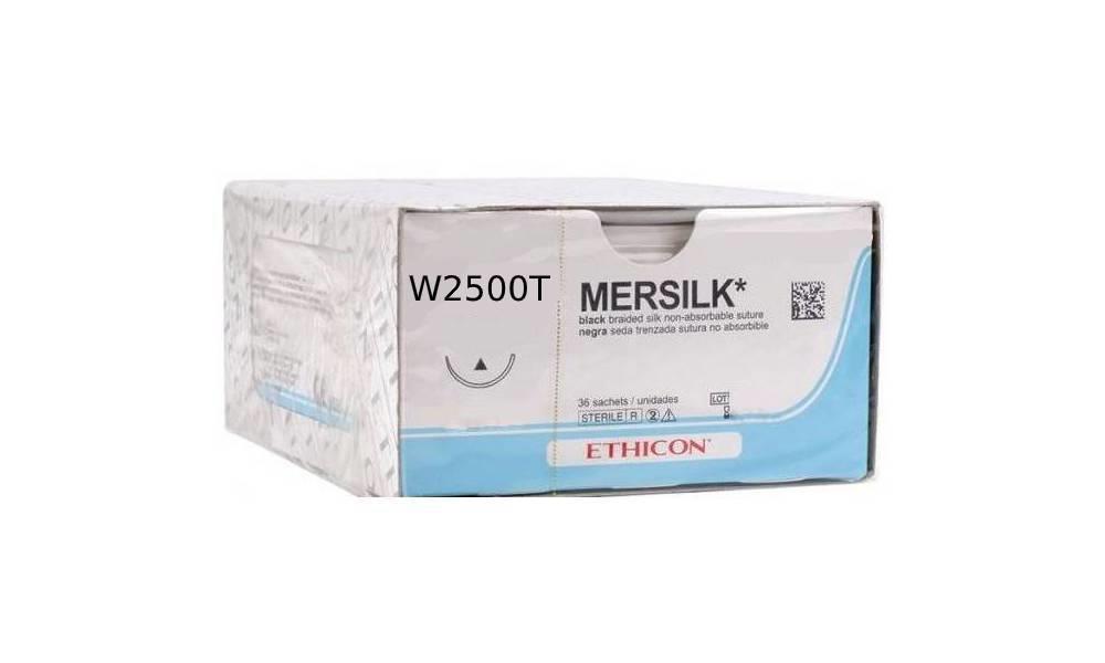 Ράμμα Mersilk No 5/0 με βελόνα 16mm Κόπτουσα Πλαστικής P 3/8 κύκλου,μήκος ράμματος 45cm