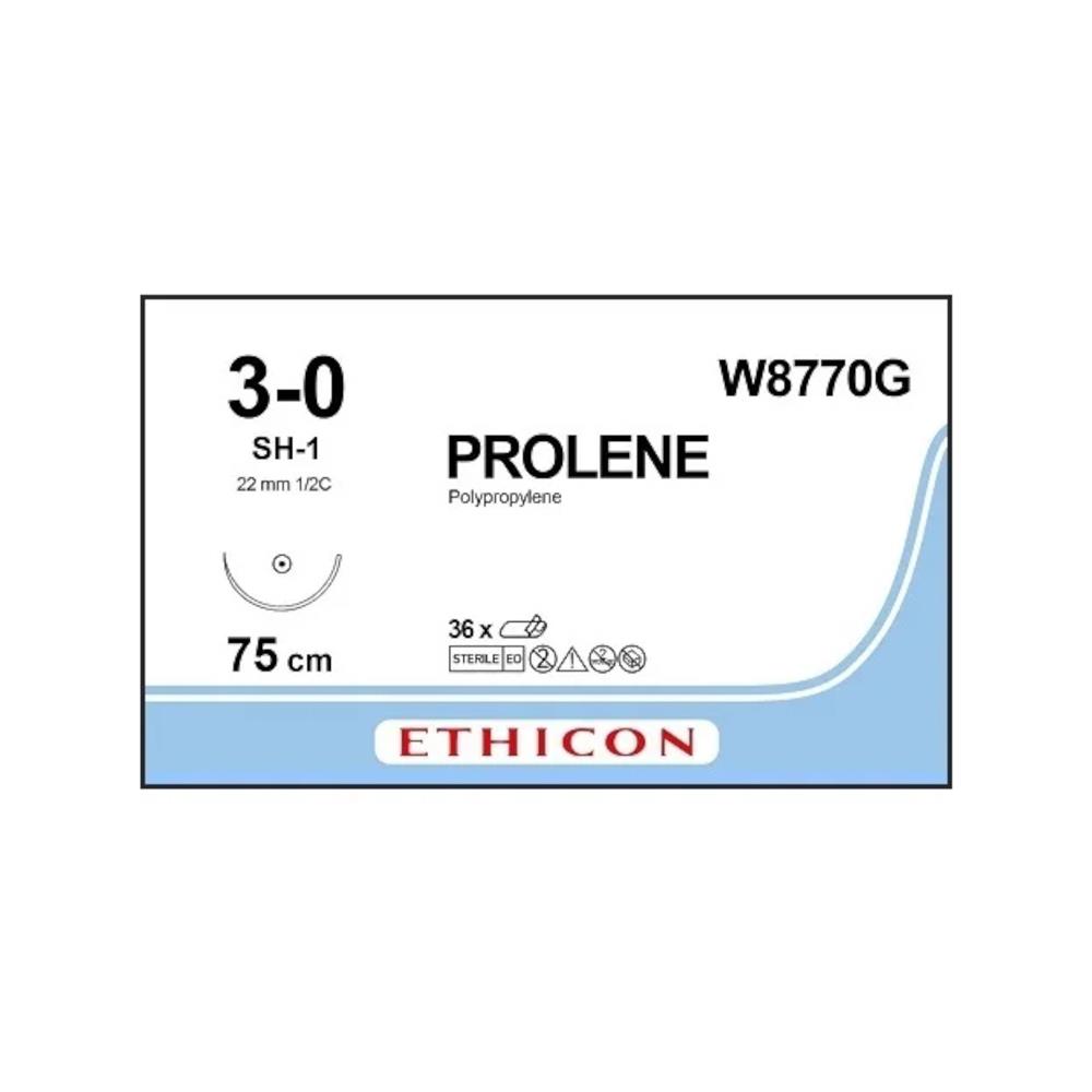 Ράμμα Prolene No 3/0 με Στρόγγυλη βελόνα 22mm, 1/2 κύκλου, μήκος ράμματος 75cm